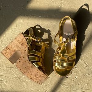 Miu Miu leather & cork platform sandals